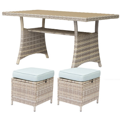 Patio Dining Table with Ottomans