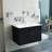 30-Inch Black Gloss Wall-Mounted Bathroom Vanity With Double Doors, Soft-Close Hangers,Long Gold Metal Handle,Easy Installation,Glossy Black-705278463