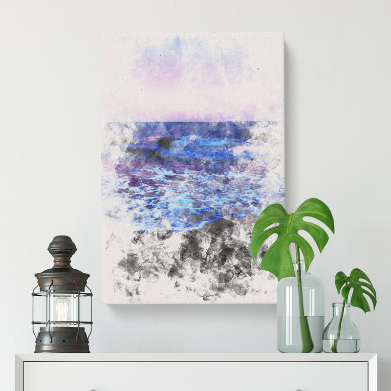 Pretty Beach Sunset - Wrapped Canvas Painting, 76cm H x 50cm W x 3cm D