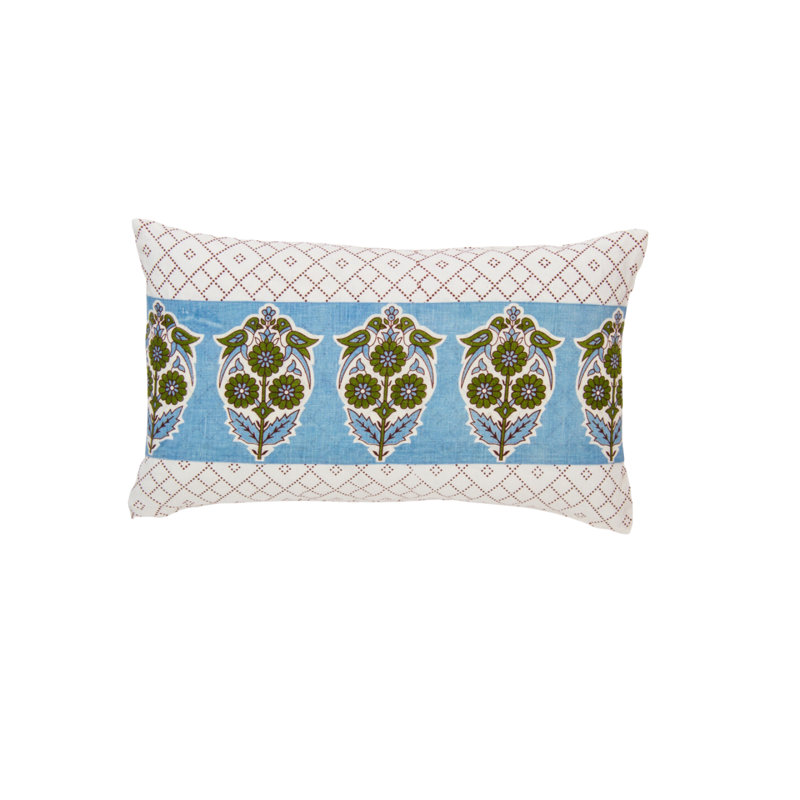 Parakeets Blue/Green Pillow Cover, Rectangle 12"H x 20"W