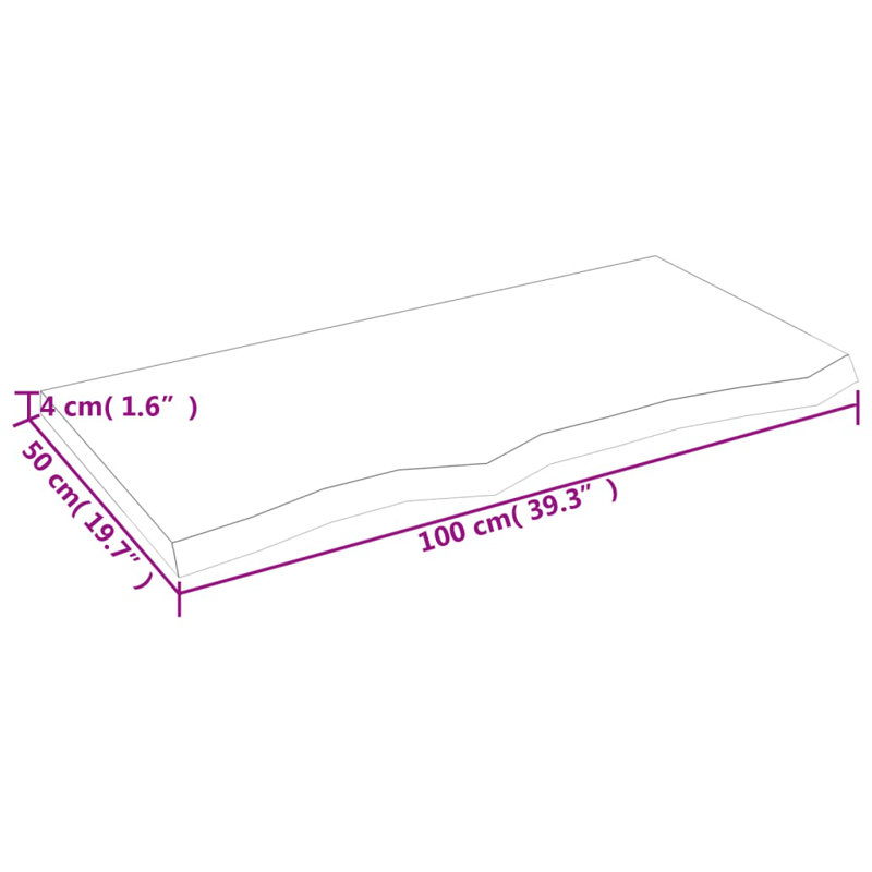 Tablette murale Loon Peak® brun clair traité bois massif chêne, H 1,6 po x l 19,7 po x P 39,4 po