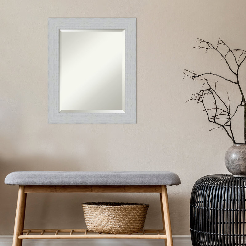 Miroir décoratif biseauté Taveras, H 24,25 po x l 20,25 po, Blanc