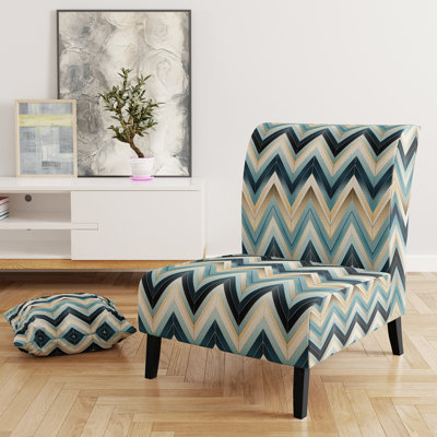 Motif géométrique à chevrons harmonisés - Fauteuil d'appoint et fauteuil rembourrés