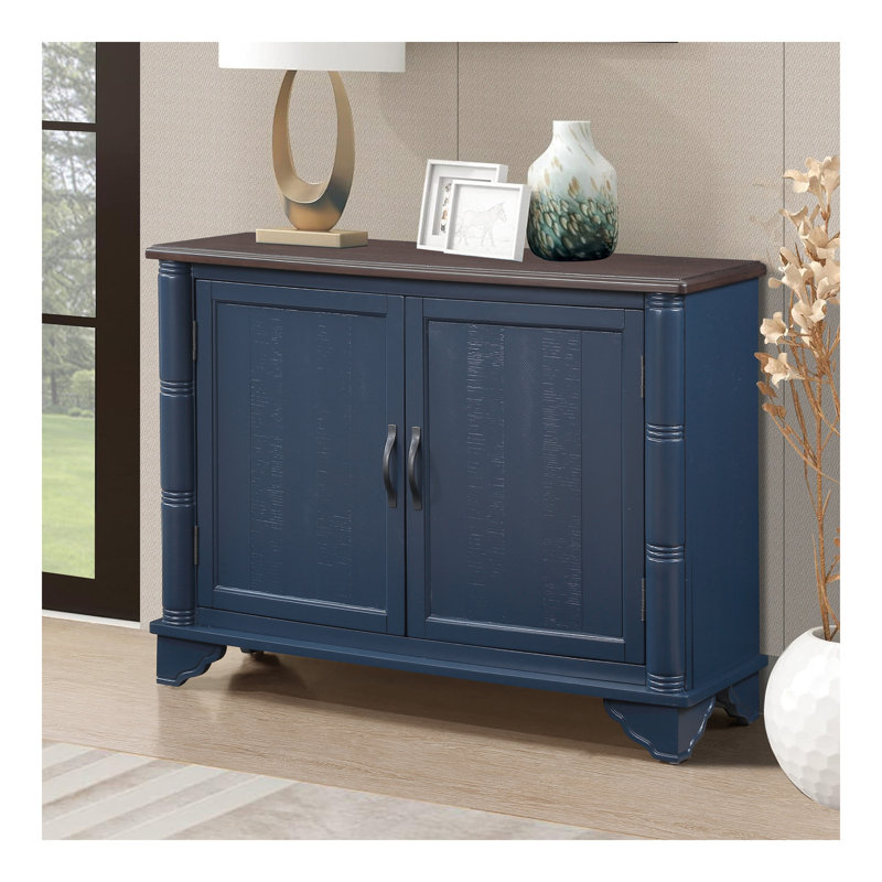 Console de 40 po avec tablette de rangement, table de hall d'entrée rétro avec tablette de rangement réglable, table de canapé pour le couloir, entrée, salon, vestibule, plateau bleu marine et brun