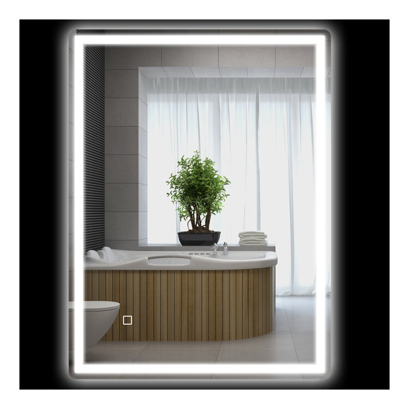 Miroir de salle de bain 32 "x 24" à intensité variable avec lumières, 3 couleurs et désembuage