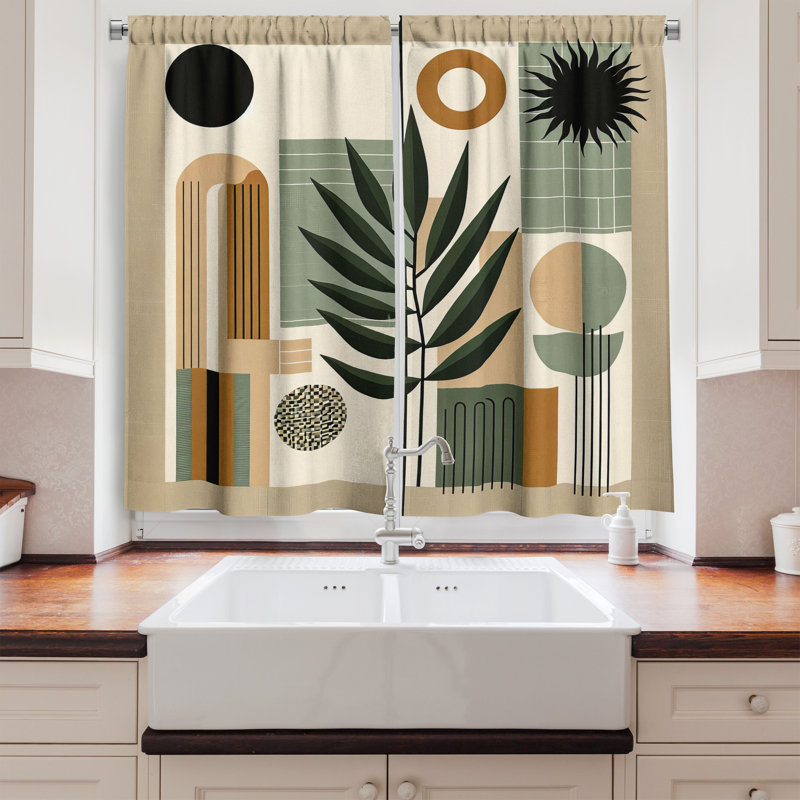 Monstera Kitchen Curtain, 55" W x 36" L