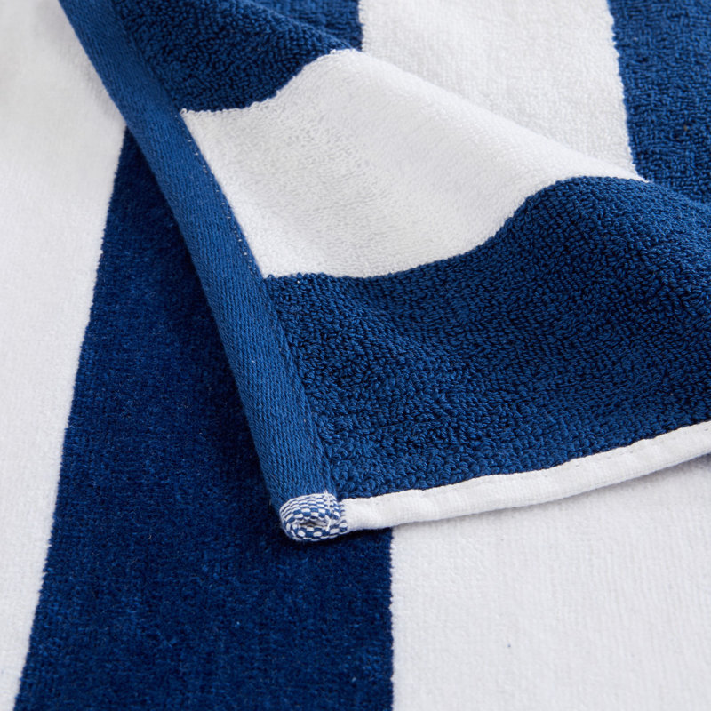Navy and White Cotton Cabana Stripe Beach Towels Set