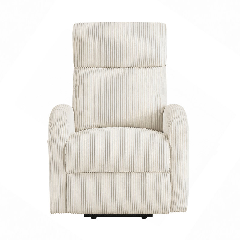 Power Lift Chair Recliner 1Pc Plush Corduroy Upholstery Comfort Side Pocket Plywood Living Room Furniture, Beige