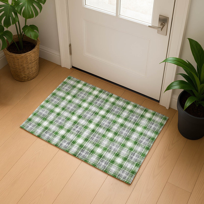Premium Machine Washable Dockside AMF1817 Christmas Plaid Rug, Rectangle 1'8" x 2'6"