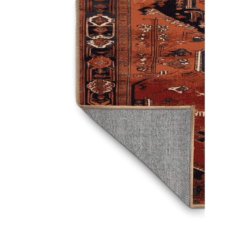 Tapis brun turc lavable à la machine, Rond 7 pi