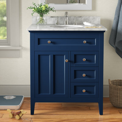 Ain 32'' Single Bathroom Vanity with Marble Top