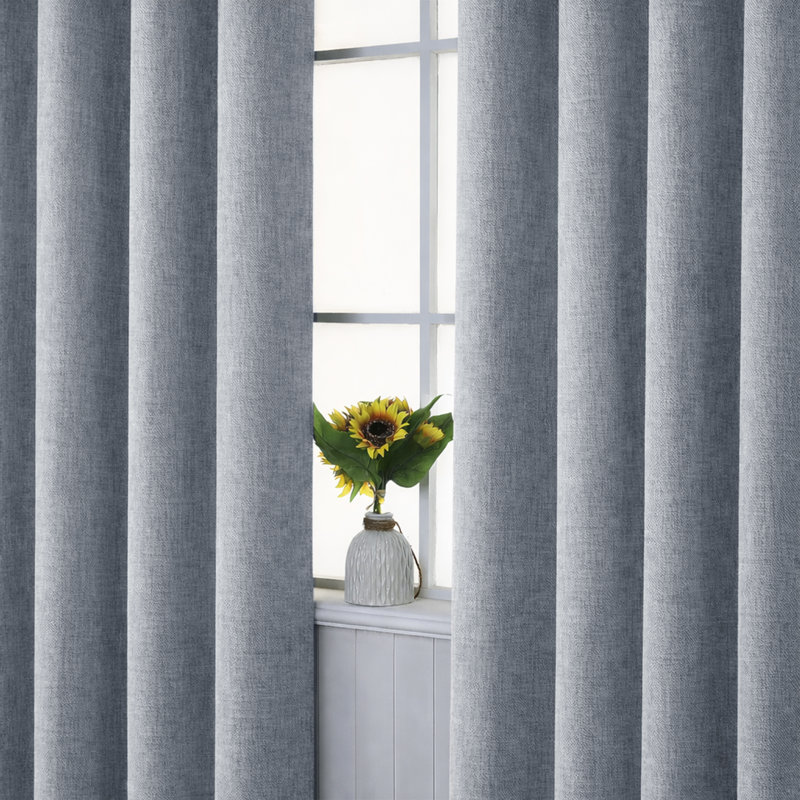 Aspire Homeware Linen 100% Blackout Curtain Pair for Hotel Style Bedroom Comfort, Grey, 168cm Width x 228cm Drop