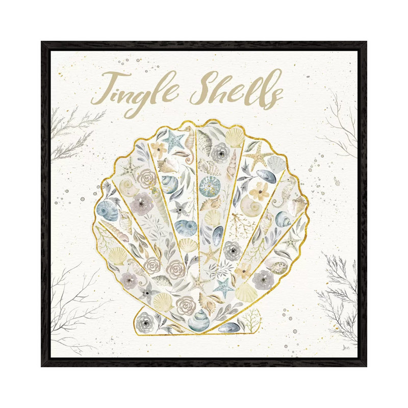 Seaside Blossoms I Blue Jingle by Jess Aiken - Print on Canvas, Black Framed, 45.72 cm H x 45.72 cm W