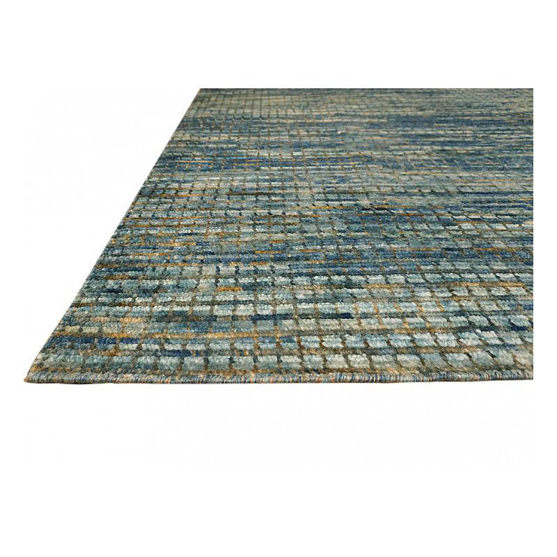 Tapis en laine noué à la main Mystique, Rectangle 6 pi x 9 pi, Bleu pierre