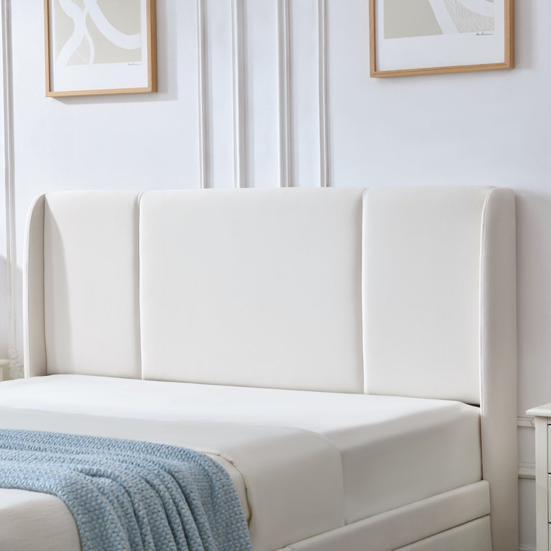 Braya Upholstered Platform Storage Bed With 4 Drawers,White Queen, White, Queen