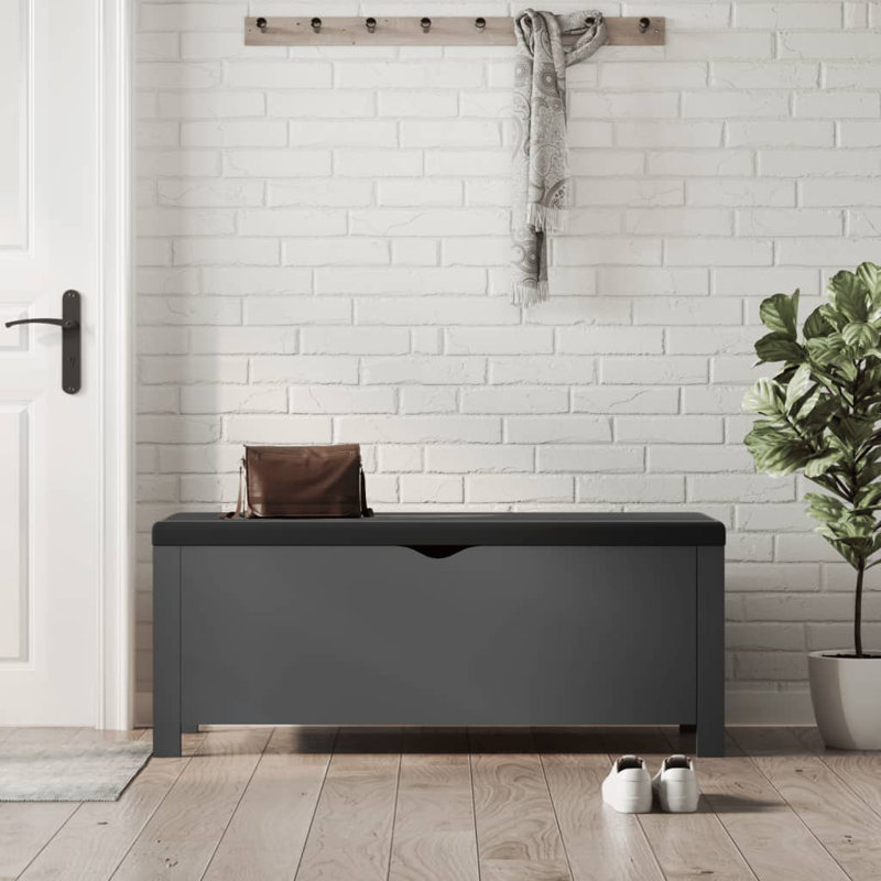 Banc de rangement en similicuir Atalfo, Gris, Noir