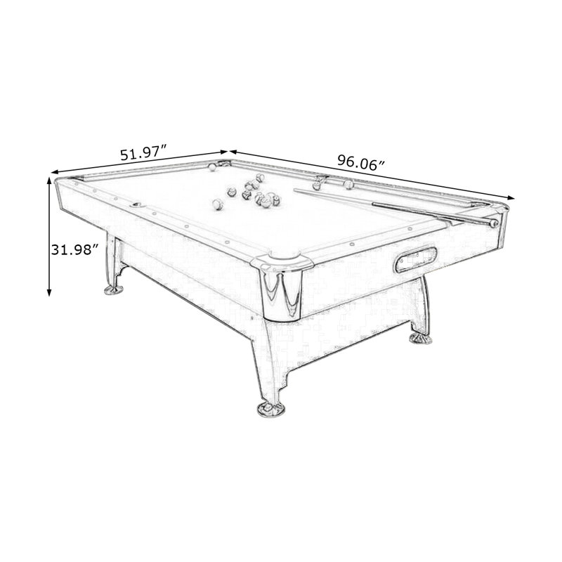 Table de billard d'intérieur trois-en-un multifonctionnelle commerciale, H 31,89 po x L 96,06 po x l 51,97 po, Rouge