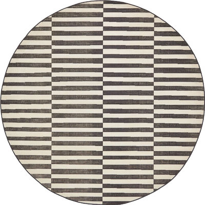 Arzilla Striped Ivory/Black Area Rug