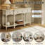 Console rétro avec structure en bois, pieds romains tournés-998082841