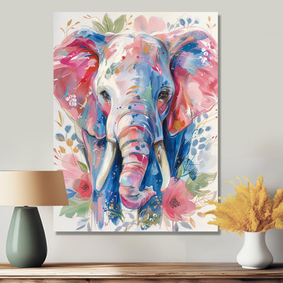 Nursery Grey Pink Magnificent Elephant II - Elephant Animal Wall Art