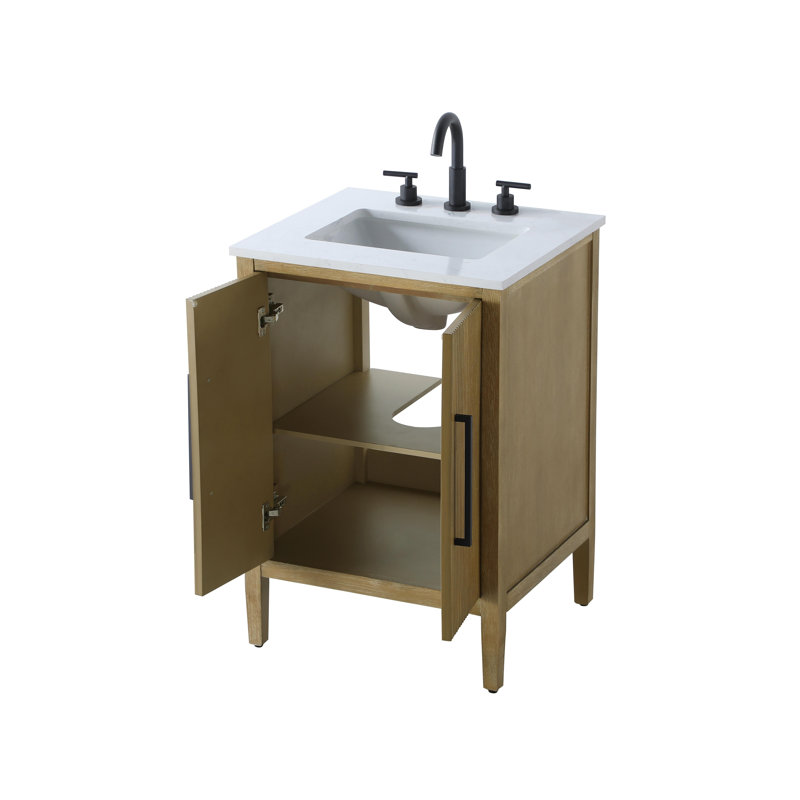24 inch Single Bathroom Vanity, Linen Oak