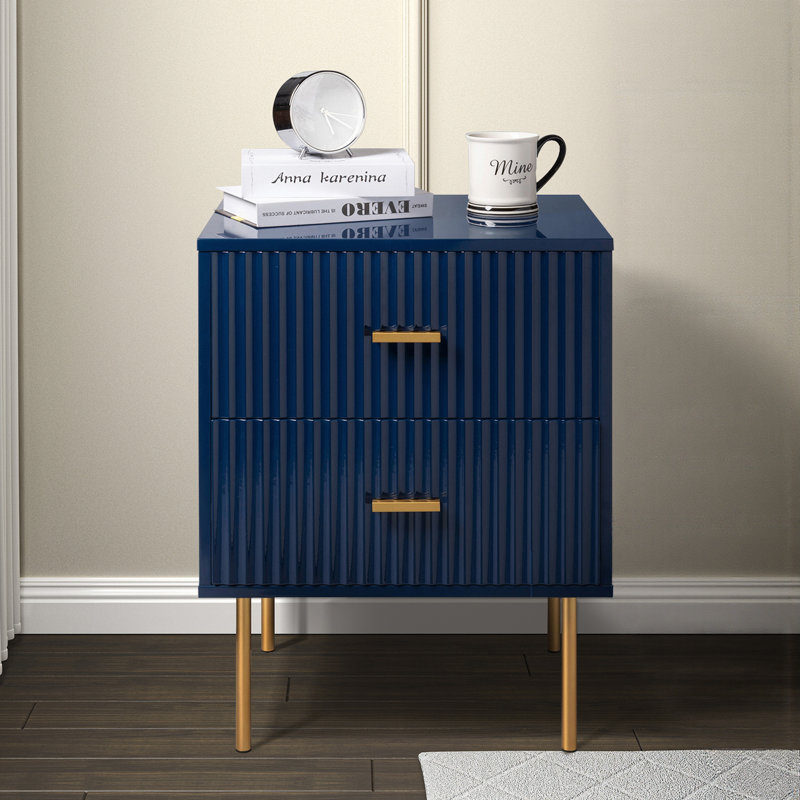  Table de bout moderne à 2 tiroirs avec station de charge Baran, Marine