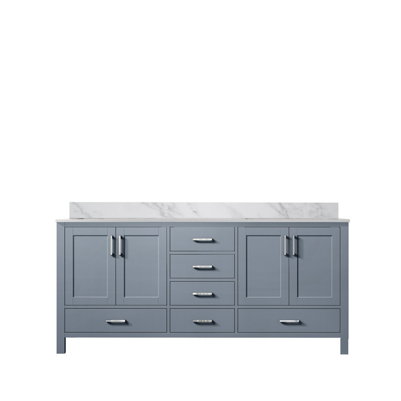Jacques 60 in. W x 22 in. D Double Bath Vanity and Top, Dark Gray, White Carrara Marble