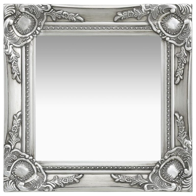 Ginsberg Wood Square Wall Mirror, Silver, 40cm H x 40cm W