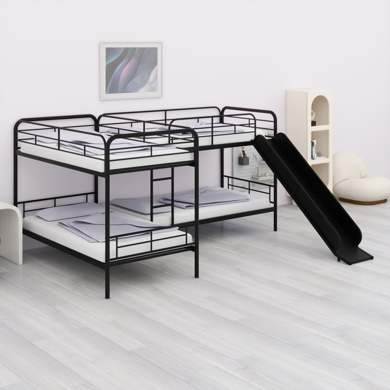 L-Shaped Bunk Bed With Slide And Ladder