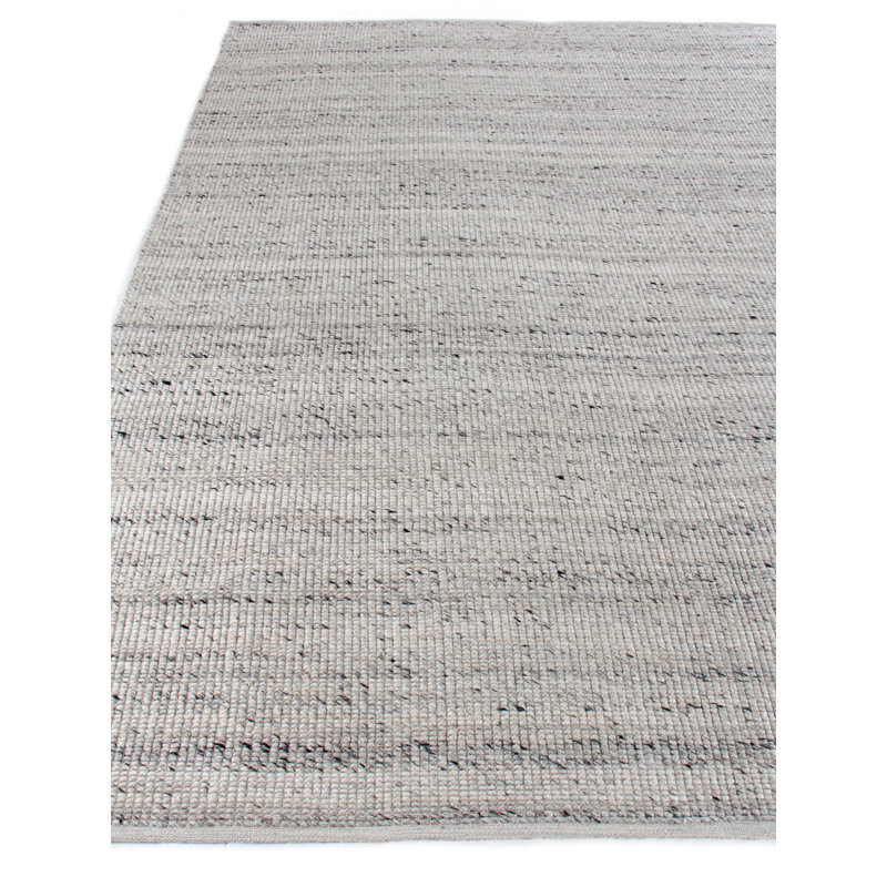 Hesse Hand-Loomed Polyester/Cotton Light Silver Area Rug, Rectangle 16' x 21'