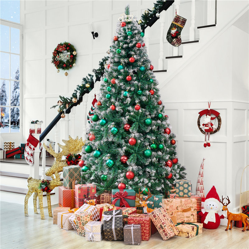 Green Spruce Flocked/Frosted Christmas Tree, 7ft