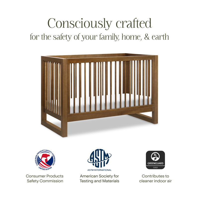 Nantucket Greenguard Gold Certified 3 -in-1 Convertible Crib, Natural Walnut