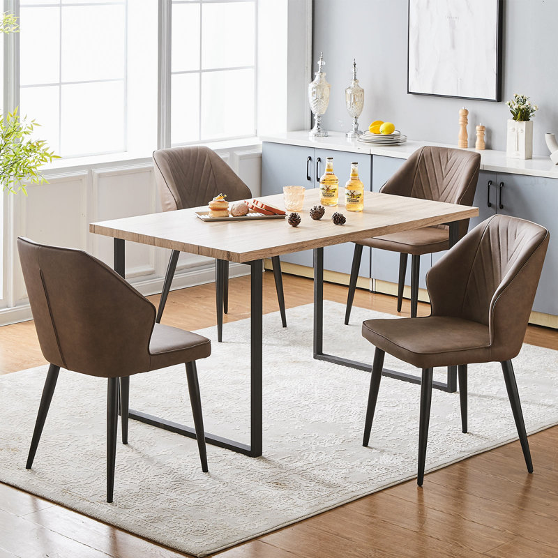 47cm H Upholstered Metal Side Chair, Brown