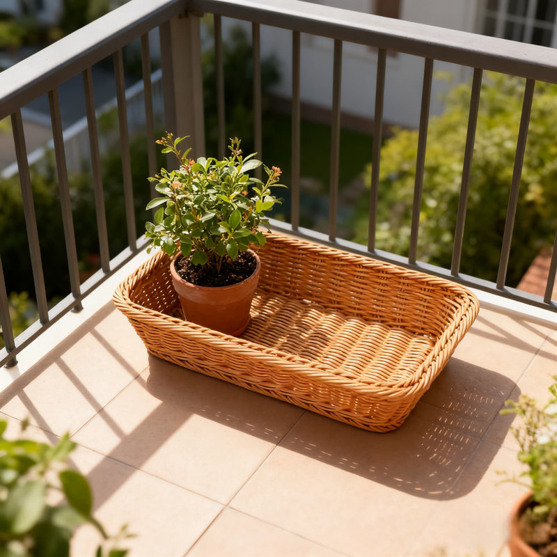 Thé couleur, deux paquets, panier de rangement rustique tissé à la main pour les fruits, le pain, les collations et la présentation du marché - matériau PP durable, résistant à la moisissure pour une utilisation durable