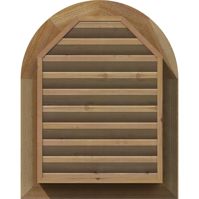 Ekena Millwork Wood Louver / Gable Vent, 19" H x 17" W (RO: 14" H x 12" W), Unfinished Western Red Cedar (Rough Sawn)