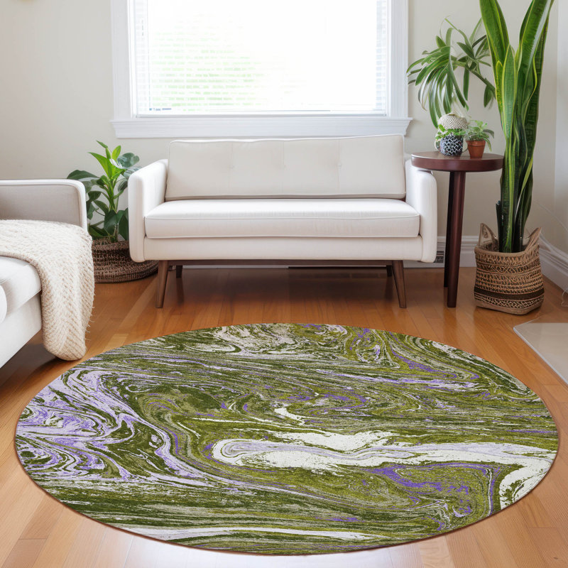  Tapis intérieur / extérieur lavable à la machine Chayden ACN1061, Rond 8 pi