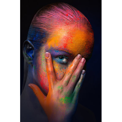 Model With Colourful Make-up by Prostock-Studio - Wrapped Canvas Print