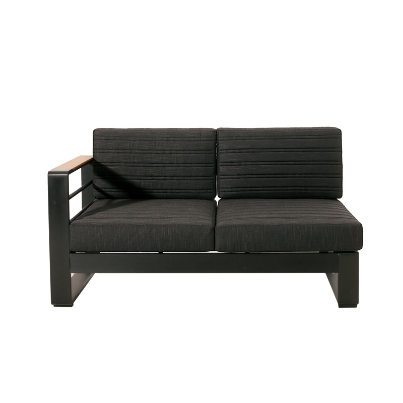  Causeuse en V à accoudoir droit avec structure en aluminium durable et coussins, parfaite pour la terrasse extérieure et les sièges de jardin, noir