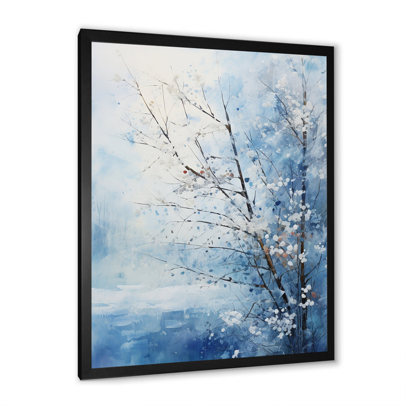 «Winter Landscape Snowfall Forest III - Winter Landscape», art mural, Black Picture Framed, 32" H x 24" W