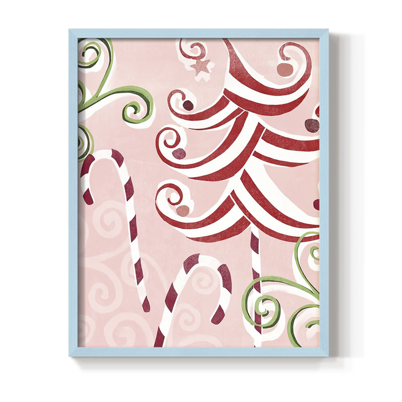 Impression encadrée «Candy Cane Holiday II» - bois massif, H 30 po x l 24 po, Cadre bleu