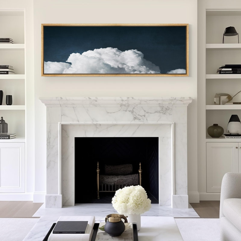 Clouds " Cumulus Cloud Elegance Majestic Sky Antique Retro Fine Art Illustrations Decorative ", 20" H x 60" W, Natural