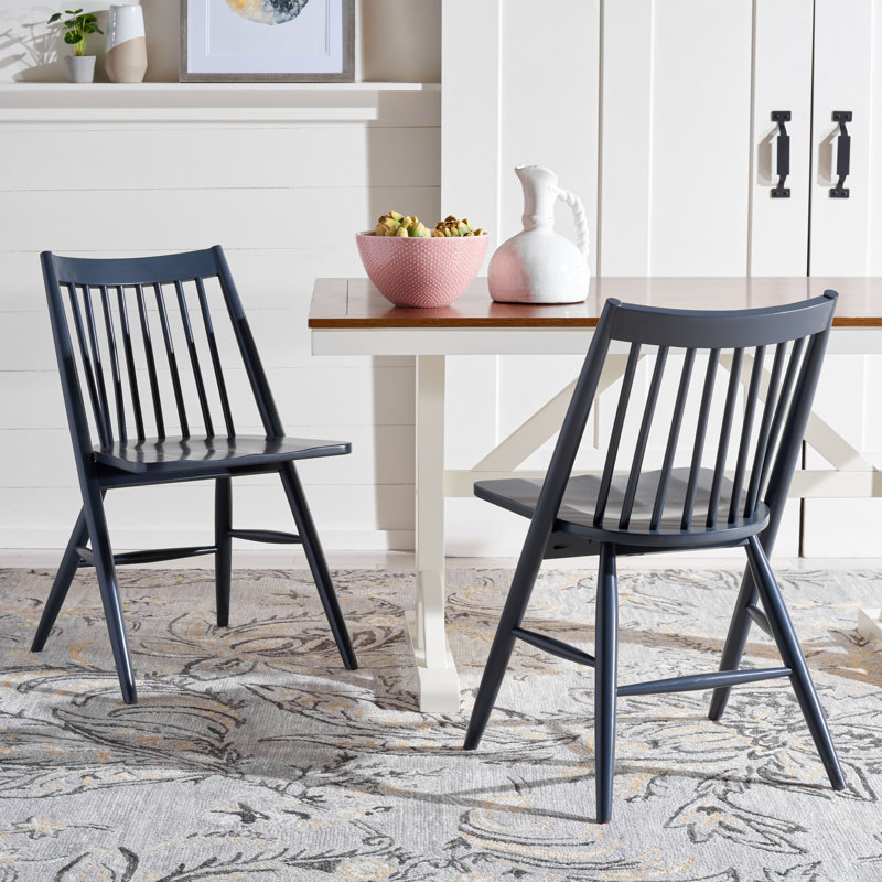 Kloss Solid Wood Slat Back Side Chair, Dark Grey