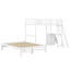 Lit superposé simple au dessus d'un lit double avec bureau intégré et trois tiroirs