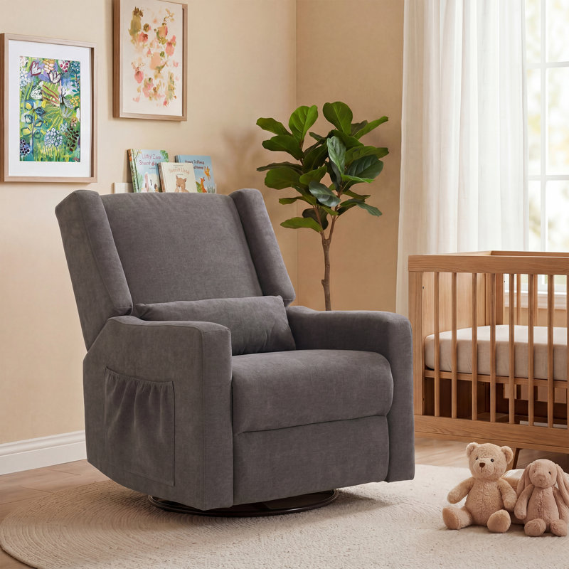 Fauteuil inclinable et oscillant pivotant en chenille de 32,8 po de large Tucker, Gris foncé