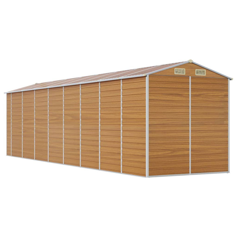 Brenza Garden Shed 191x725x198 cm Galvanised Steel, Light Brown