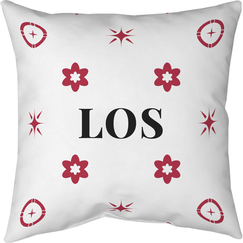 Coussin en sergé de coton rouge, bleu et blanc Los Angeles Basketball 14 po x 14 po
