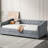 Grey Twin Daybed With Trundle, Upholstered Fashion, Button - Decorated Back, Copper Nails On Waved Arms, Breathable Fabric And Engineered Hardwood Map,-118953208-118953209
