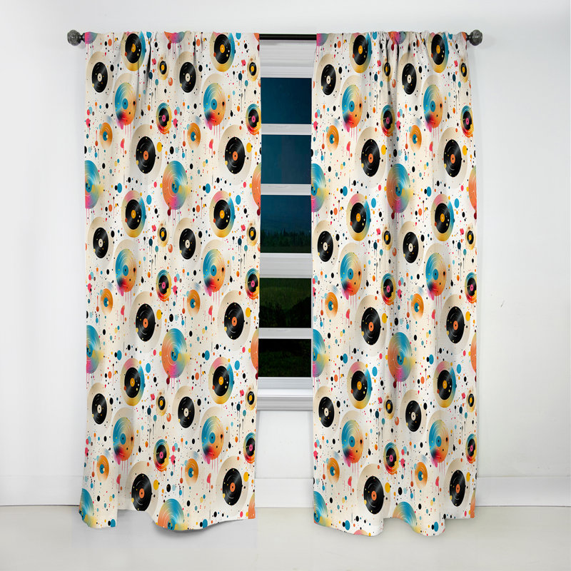 Arnos - Rideau occultant en velours à motif géométrique Mid-Century - 1 panneau, L 52 po x L 63 po