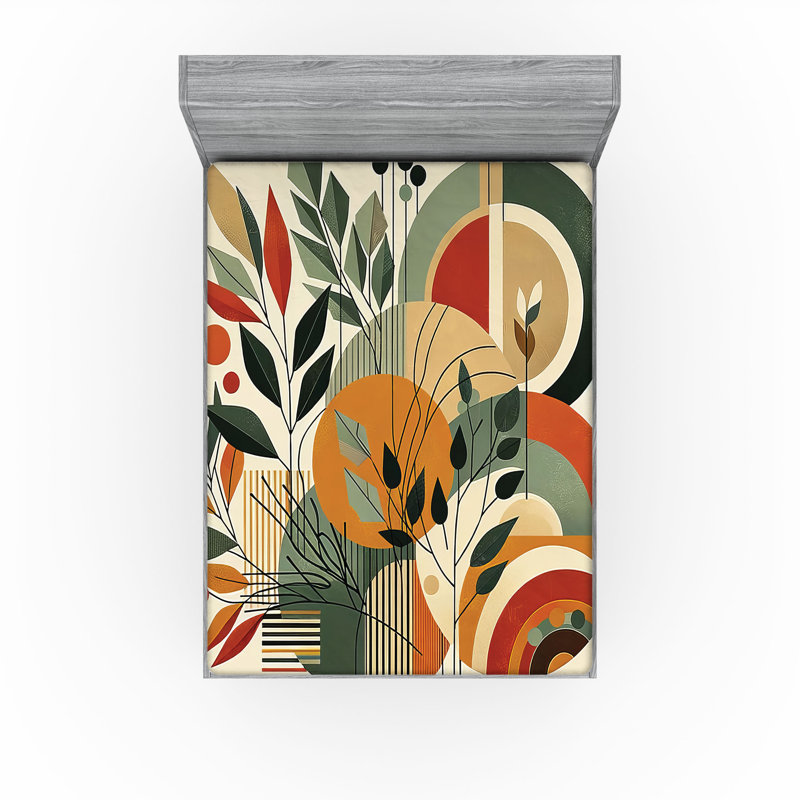Drap-housse Ambesonne Monstera_ Botanique abstrait moderne_ Écume de mer de Sienne brûlée pâle