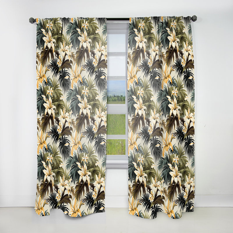 Motif tropical Coconut Grove - Rideau tropical - Velours obscurcissant - 1 panneau, L 52 po x L 63 po